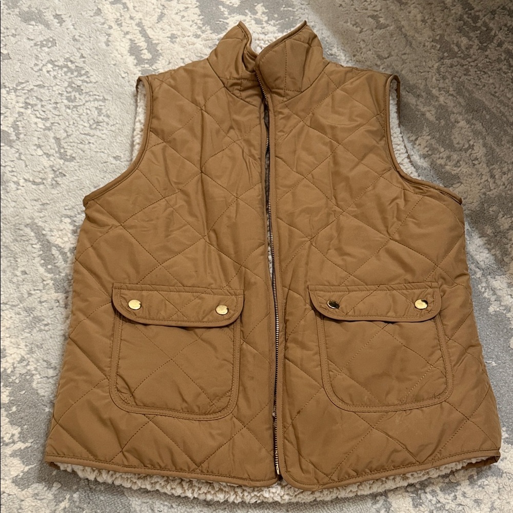 Quilted Sherpa-Lined Vest in Brown